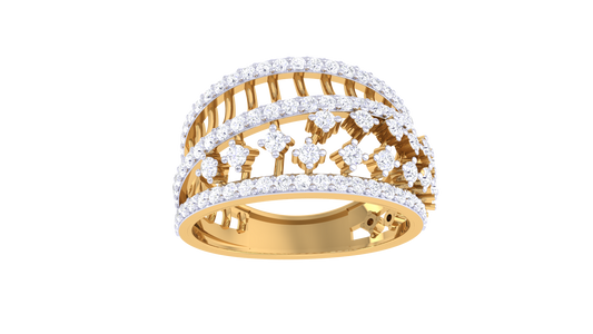 Lumiere Regal Lattice Ring In Gold – 0.62 Ct Pave Set Diamonds