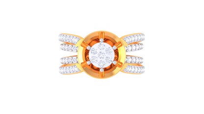 Éclat Axis Radiance Gold Ring – 0.68 Ct Round Diamond Cluster