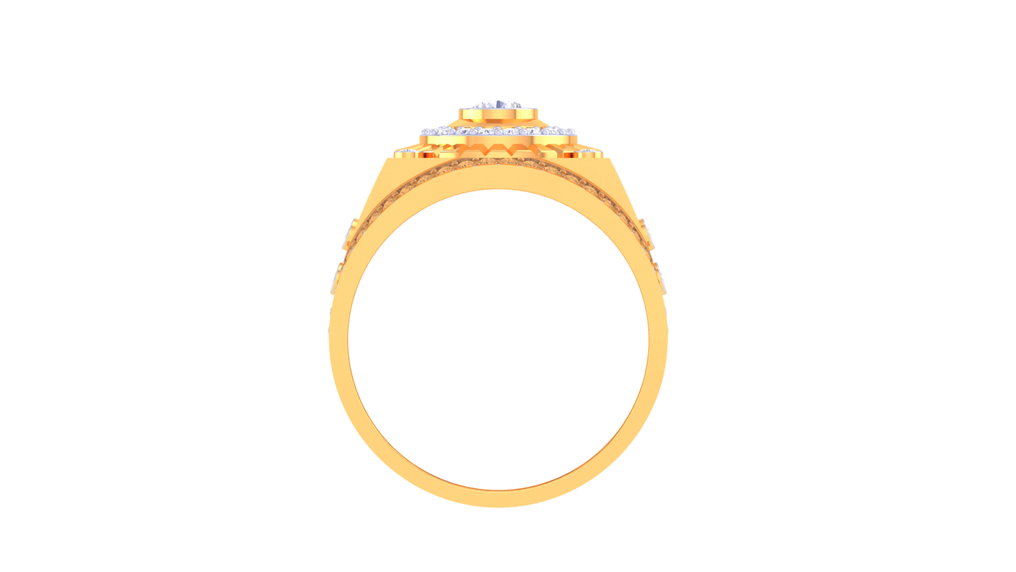 Éclat Sunbrust Halo Rayonne Gold Ring – 0.7 Ct Radiant Diamond