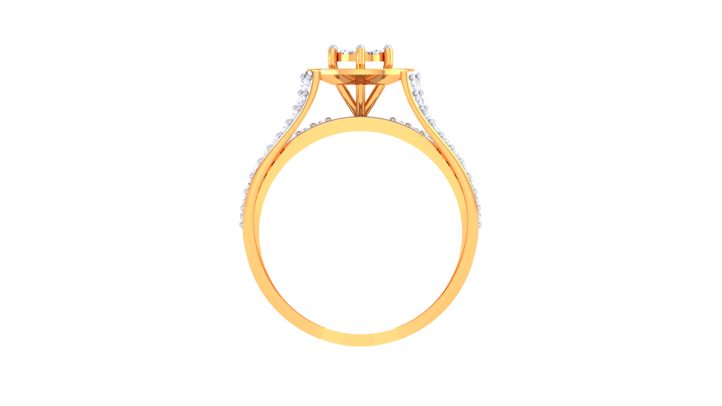 Éclat Axis Radiance Gold Ring – 0.68 Ct Round Diamond Cluster