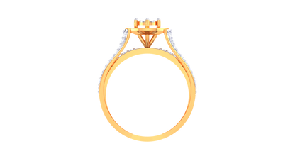 Éclat Axis Radiance Gold Ring – 0.68 Ct Round Diamond Cluster