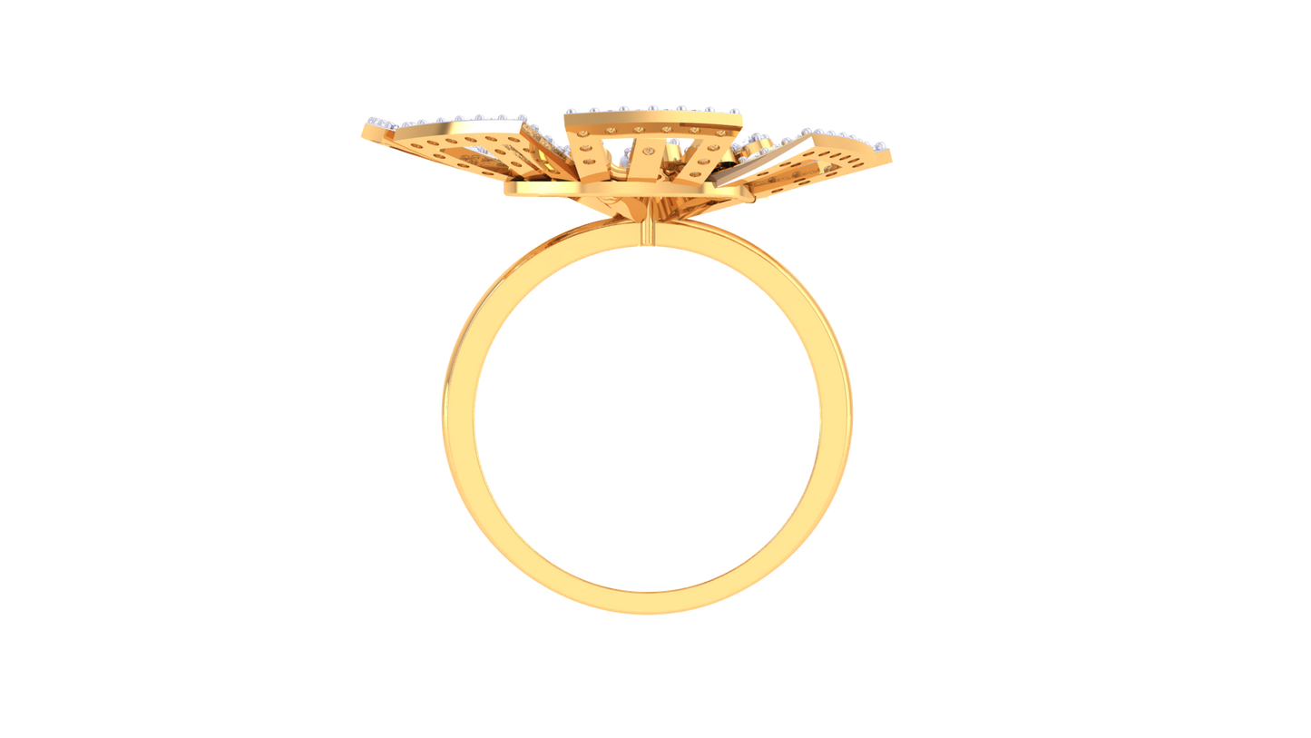 Eclat Radiant Bloom Ring In Gold  – 0.88 Ct Brilliant Round Diamonds