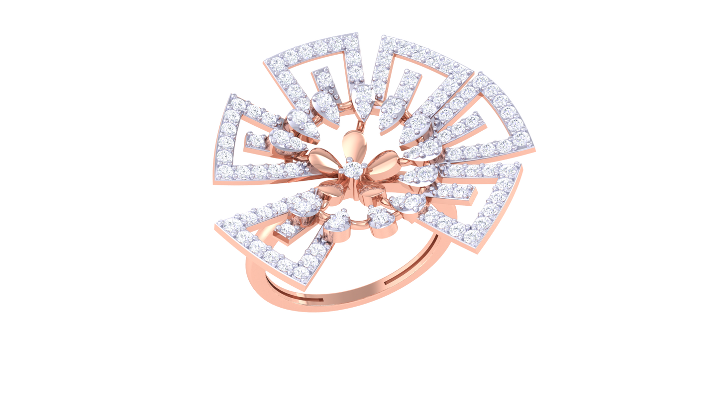Eclat Radiant Bloom Ring In Gold  – 0.88 Ct Brilliant Round Diamonds