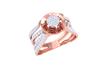 Éclat Axis Radiance Gold Ring – 0.68 Ct Round Diamond Cluster