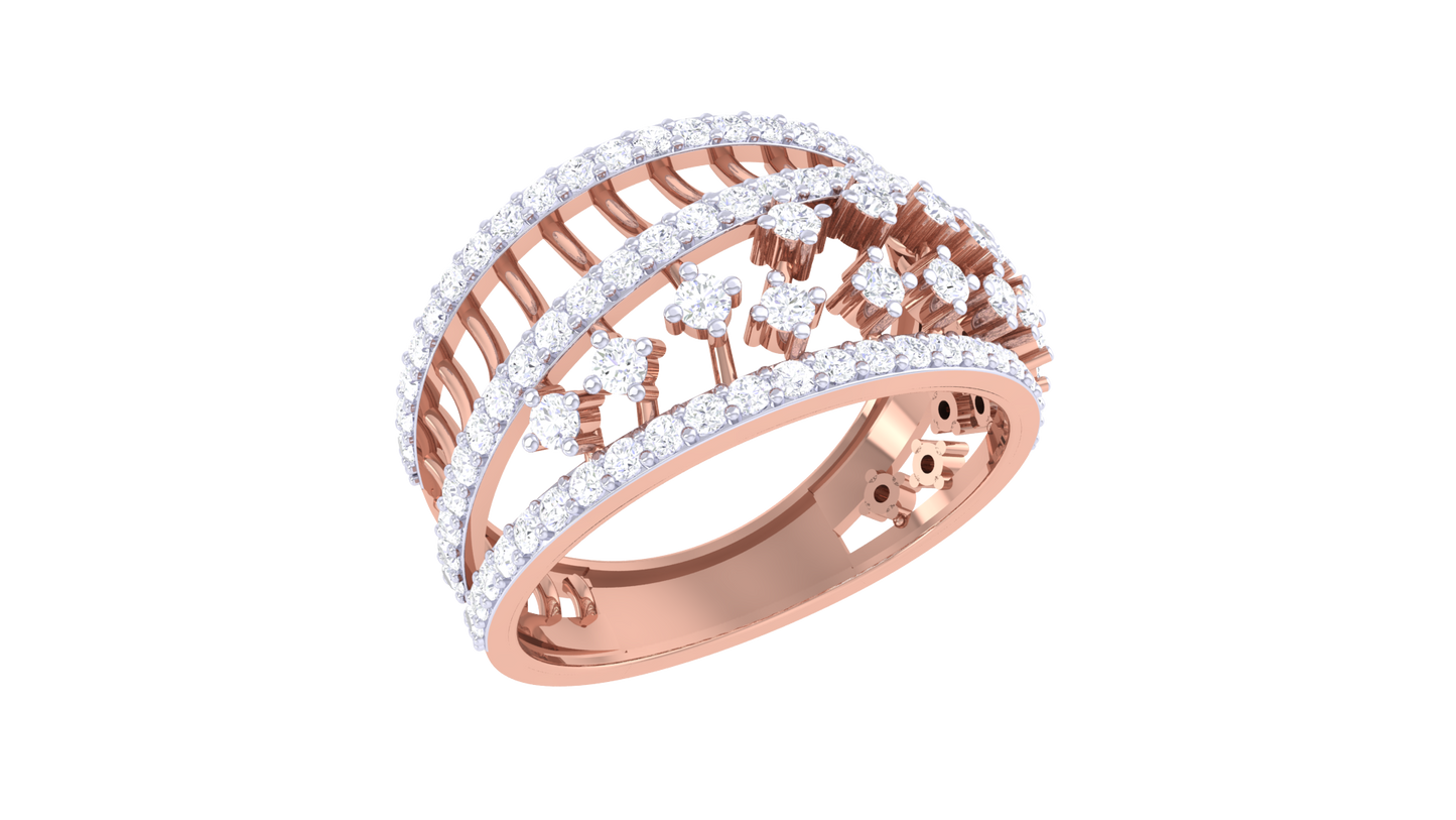 Lumiere Regal Lattice Ring In Gold – 0.62 Ct Pave Set Diamonds