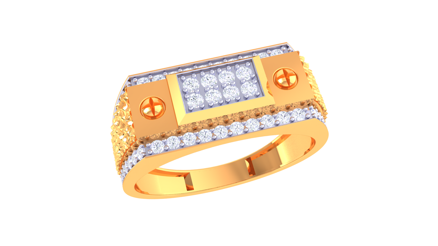 Éclat Imperial Moderne Grid Rose Gold Ring – 0.52ct Round Pave Diamonds