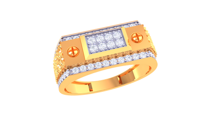 Éclat Imperial Moderne Grid Rose Gold Ring – 0.52ct Round Pave Diamonds