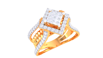 Lumière Prisma Halo – 0.57 Ct Square Diamond Gold Ring