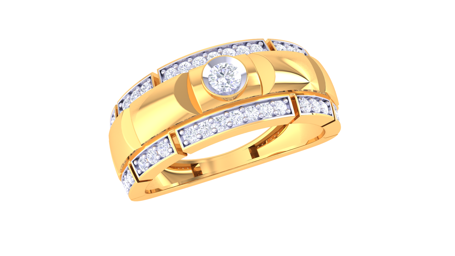 Iconique Barre Équilibre – 0.35 Ct Round Diamond Gold Ring