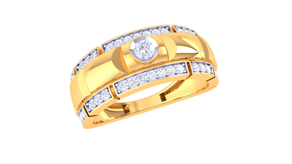 Iconique Barre Équilibre – 0.35 Ct Round Diamond Gold Ring