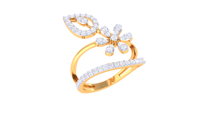 Iconique Floral Elegance Gold Ring – 0.32 Ct Diamonds
