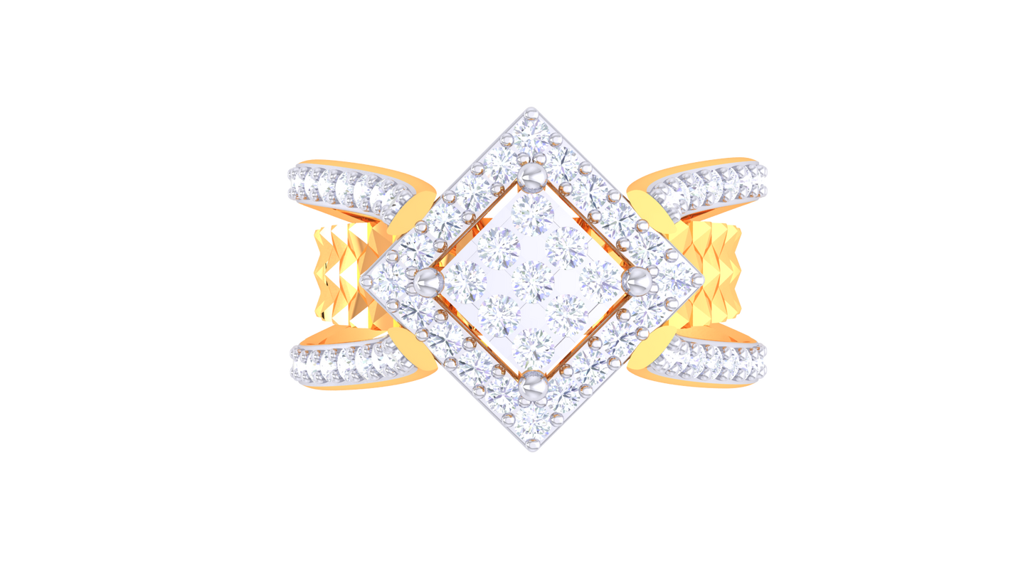 Lumière Prisma Halo – 0.57 Ct Square Diamond Gold Ring