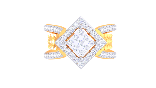 Lumière Prisma Halo – 0.57 Ct Square Diamond Gold Ring