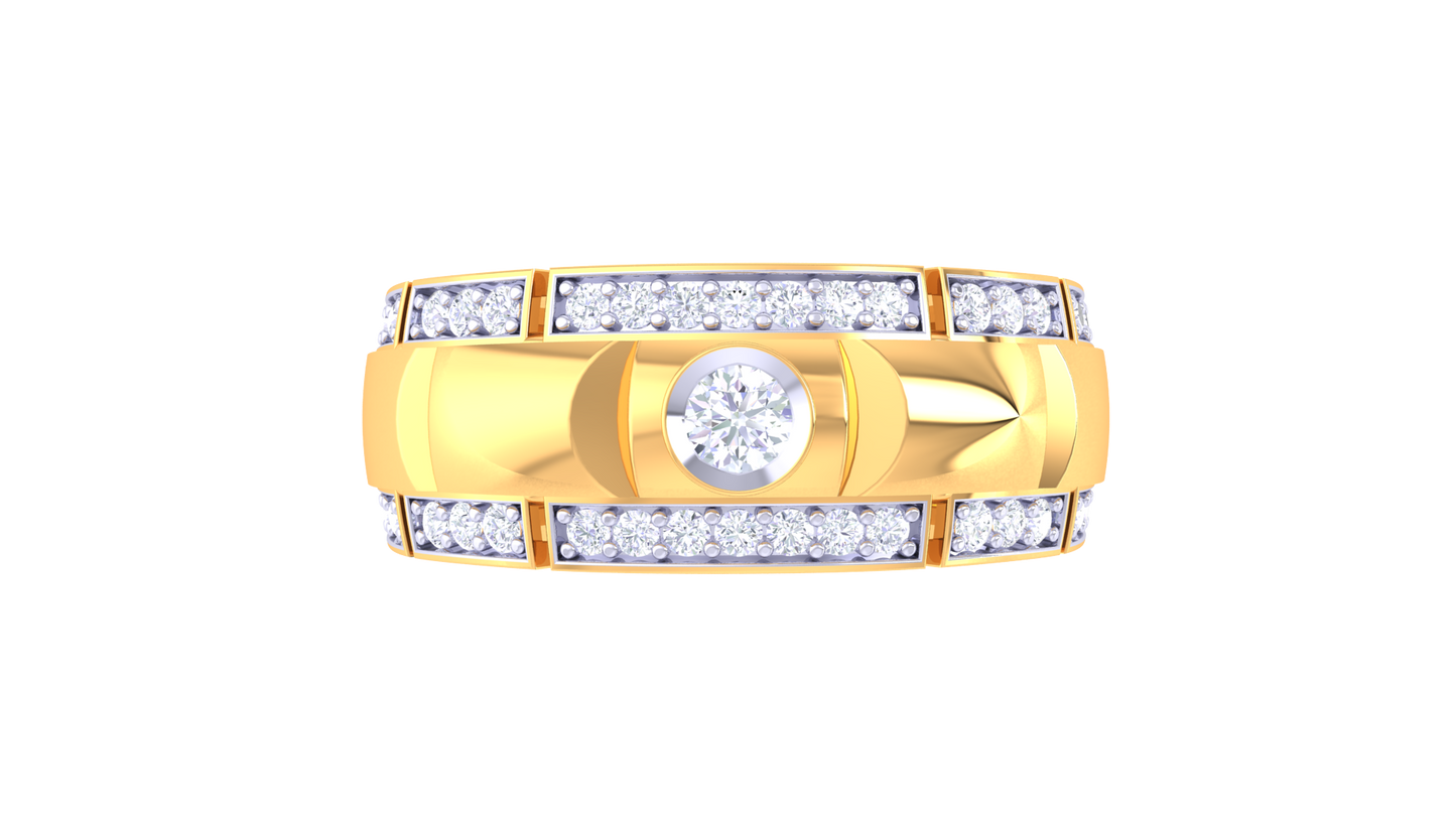 Iconique Barre Équilibre – 0.35 Ct Round Diamond Gold Ring