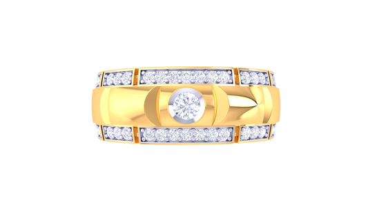 Iconique Barre Équilibre – 0.35 Ct Round Diamond Gold Ring