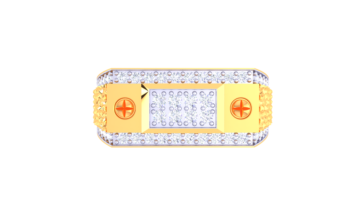 Éclat Imperial Moderne Grid Rose Gold Ring – 0.52ct Round Pave Diamonds