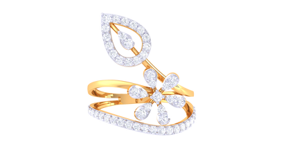Iconique Floral Elegance Gold Ring – 0.32 Ct Diamonds