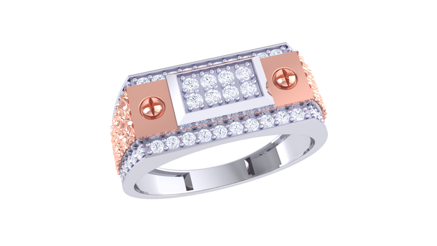 Éclat Imperial Moderne Grid Rose Gold Ring – 0.52ct Round Pave Diamonds