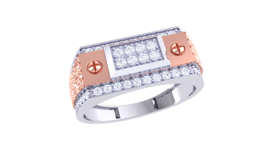 Éclat Imperial Moderne Grid Rose Gold Ring – 0.52ct Round Pave Diamonds