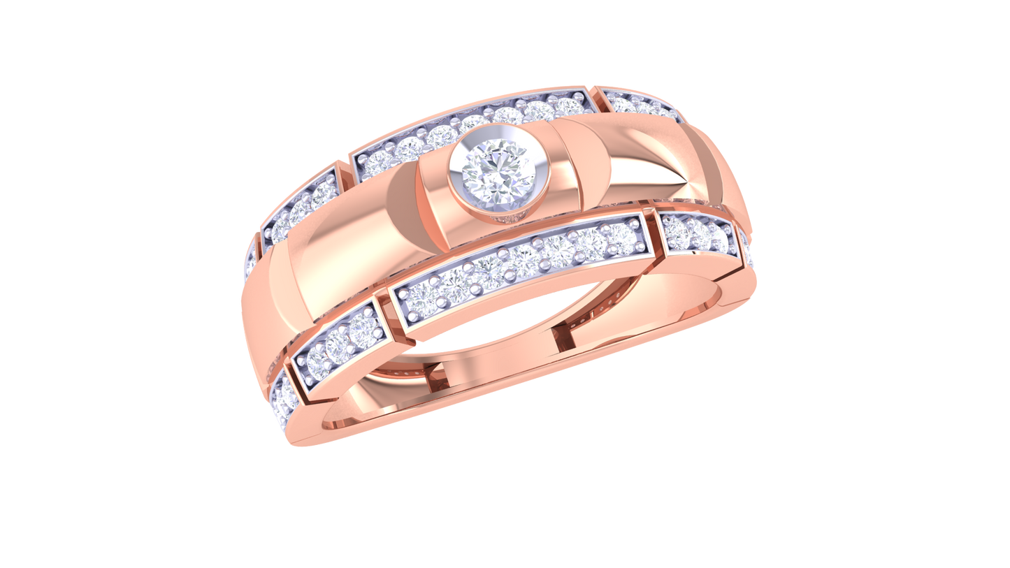 Iconique Barre Équilibre – 0.35 Ct Round Diamond Gold Ring