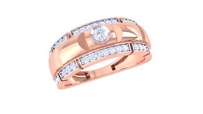 Iconique Barre Équilibre – 0.35 Ct Round Diamond Gold Ring
