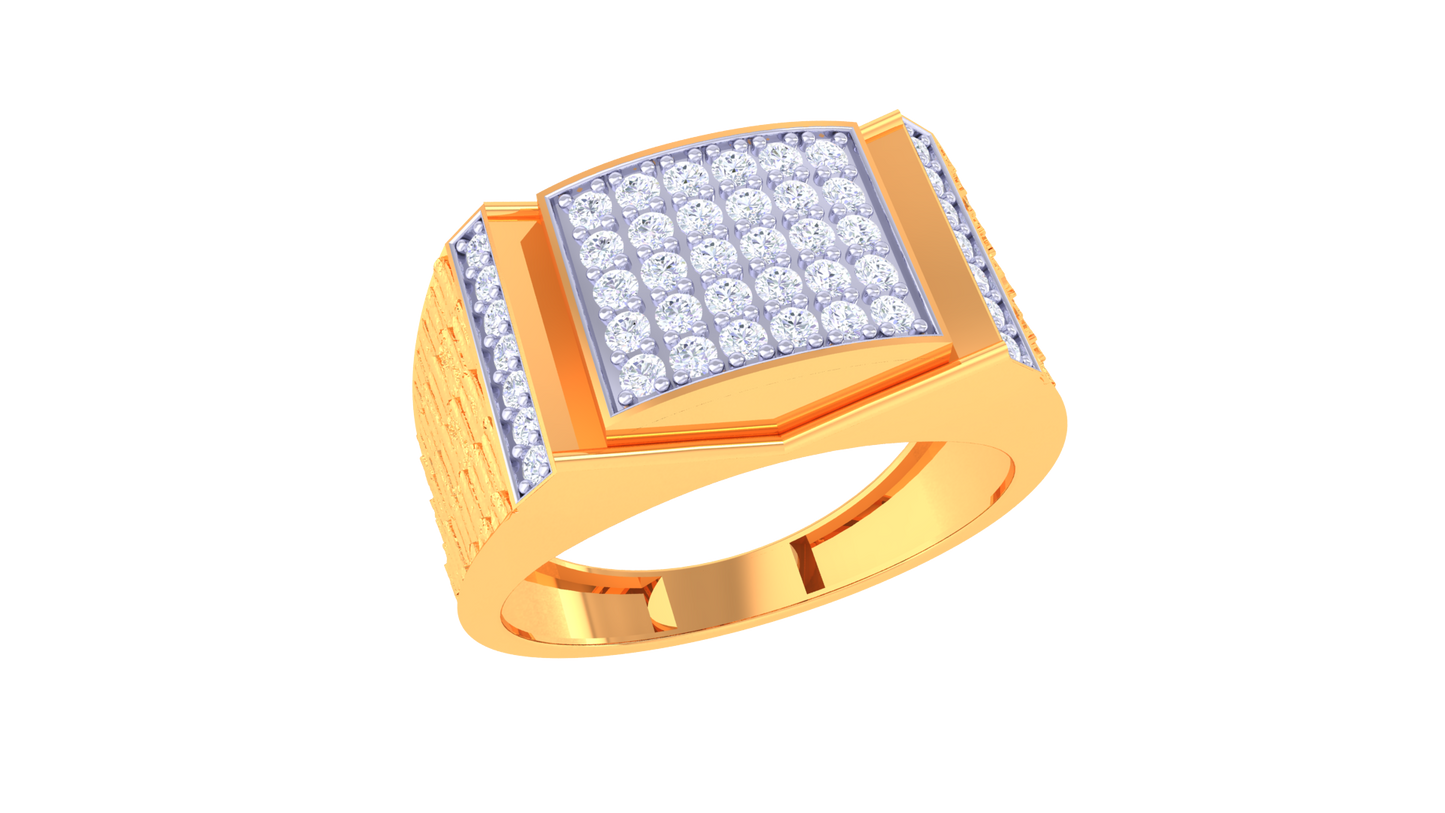 Éclat Parallèle Moderne Gold Ring – 0.49 Ct Round Pave Diamonds
