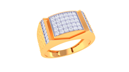 Éclat Parallèle Moderne Gold Ring – 0.49 Ct Round Pave Diamonds