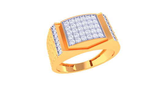 Éclat Parallèle Moderne Gold Ring – 0.49 Ct Round Pave Diamonds