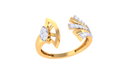 Eclat Asymmetric Radiance Open Ring In Gold - 0.13 Ct Brilliant Cut Diamond Accents