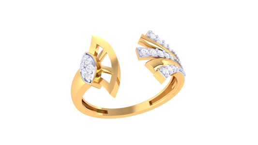 Eclat Asymmetric Radiance Open Ring In Gold - 0.13 Ct Brilliant Cut Diamond Accents