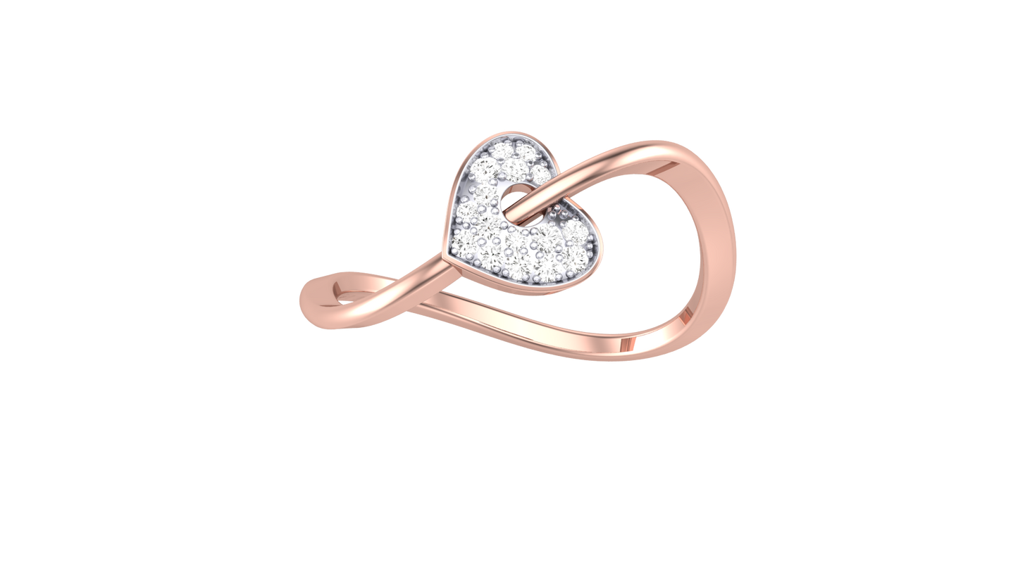 Lumiere Heartloop Rose Gold Ring - 0.09 Ct Round Diamond Pavé