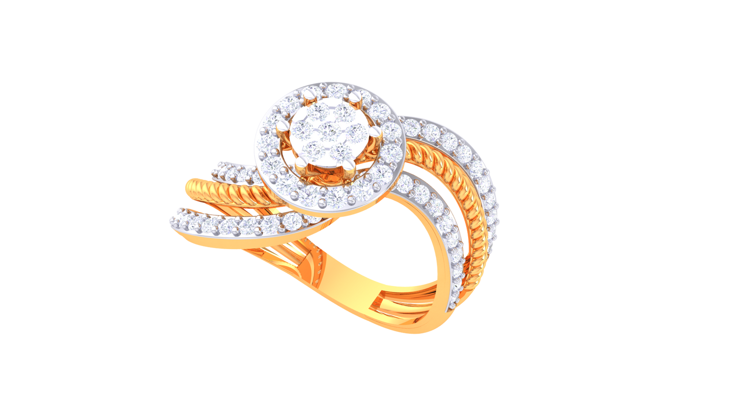 Lumière Aura Spirale Gold Ring – 0.61 Ct Round Diamonds