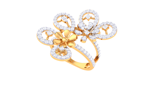 Iconique Golden Garden Statement Ring – 0.99 Ct Diamond Accents