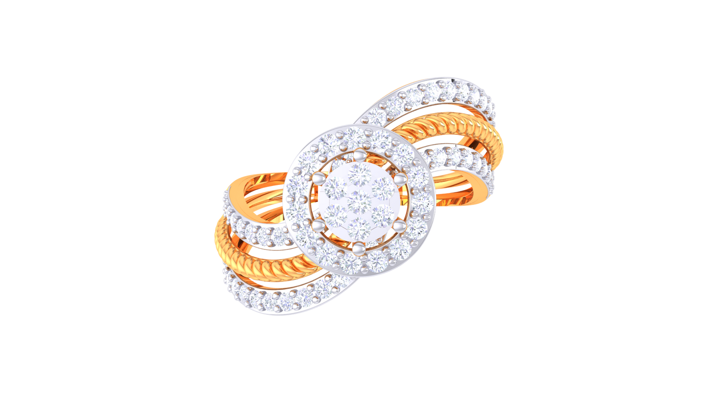 Lumière Aura Spirale Gold Ring – 0.61 Ct Round Diamonds