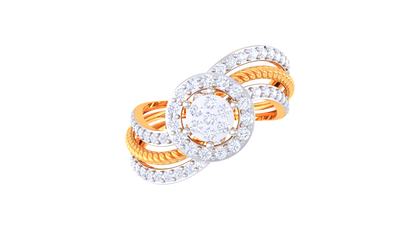 Lumière Aura Spirale Gold Ring – 0.61 Ct Round Diamonds