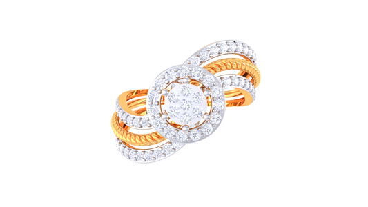 Lumière Aura Spirale Gold Ring – 0.61 Ct Round Diamonds