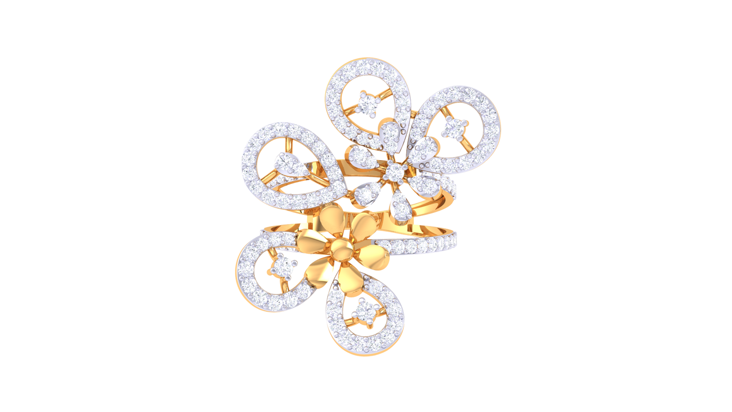 Iconique Golden Garden Statement Ring – 0.99 Ct Diamond Accents