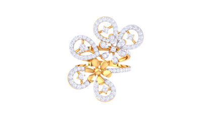 Iconique Golden Garden Statement Ring – 0.99 Ct Diamond Accents