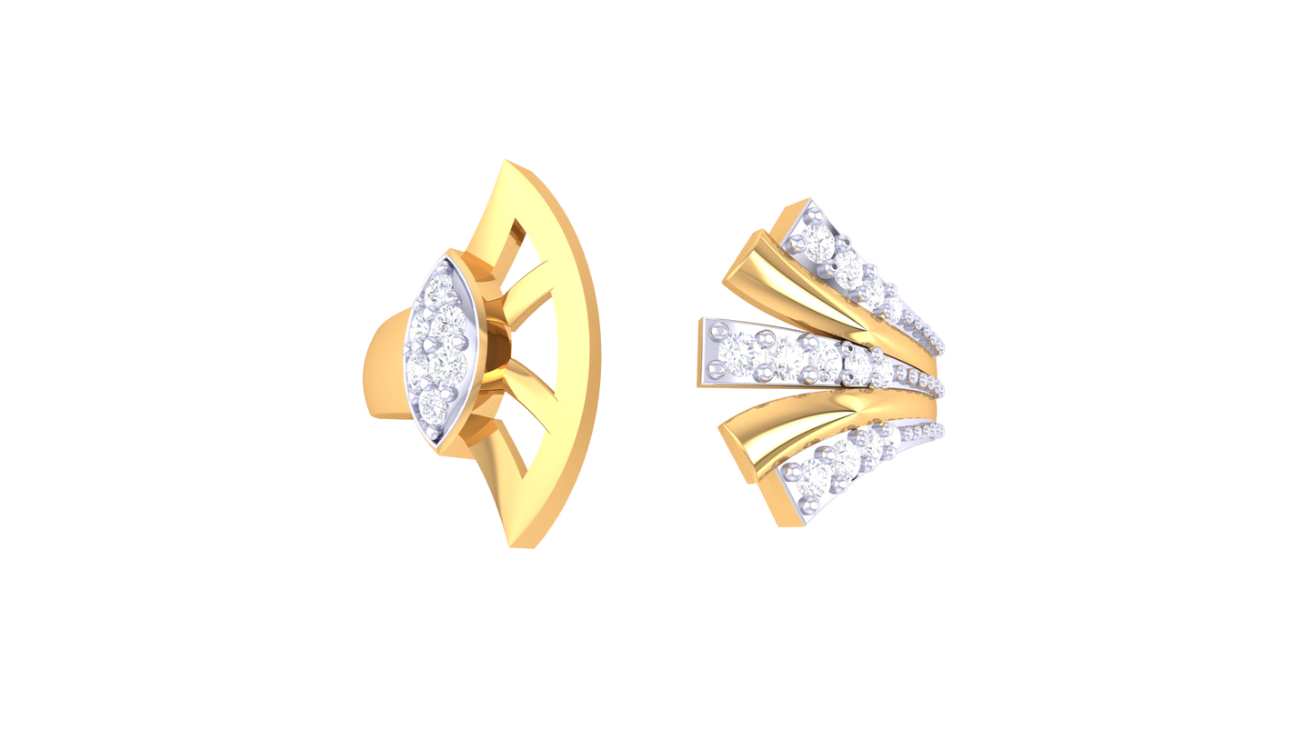 Eclat Asymmetric Radiance Open Ring In Gold - 0.13 Ct Brilliant Cut Diamond Accents