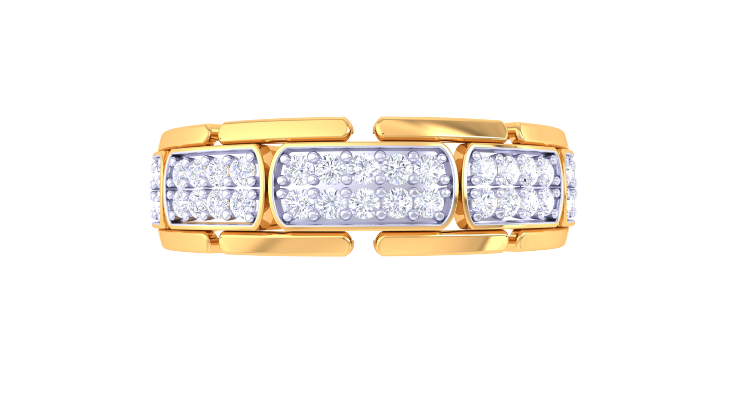 Iconique Bloc Séquence – 0.35 Ct Round Diamond Gold Ring