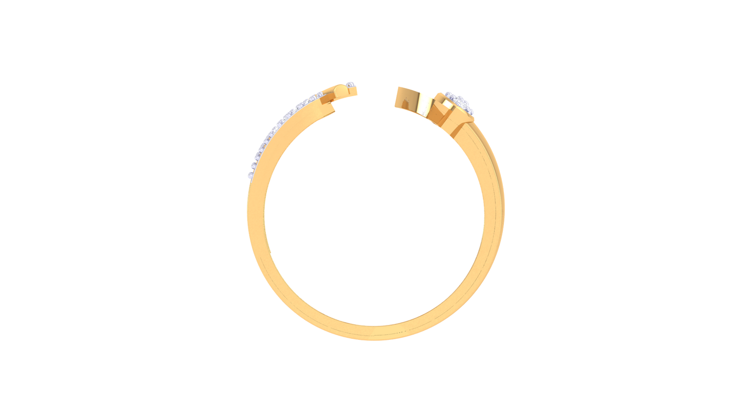 Eclat Asymmetric Radiance Open Ring In Gold - 0.13 Ct Brilliant Cut Diamond Accents