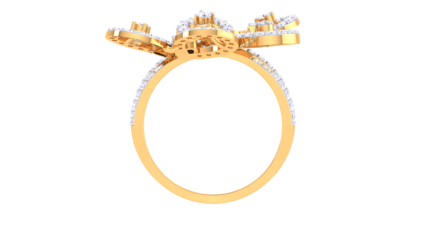 Iconique Golden Garden Statement Ring – 0.99 Ct Diamond Accents