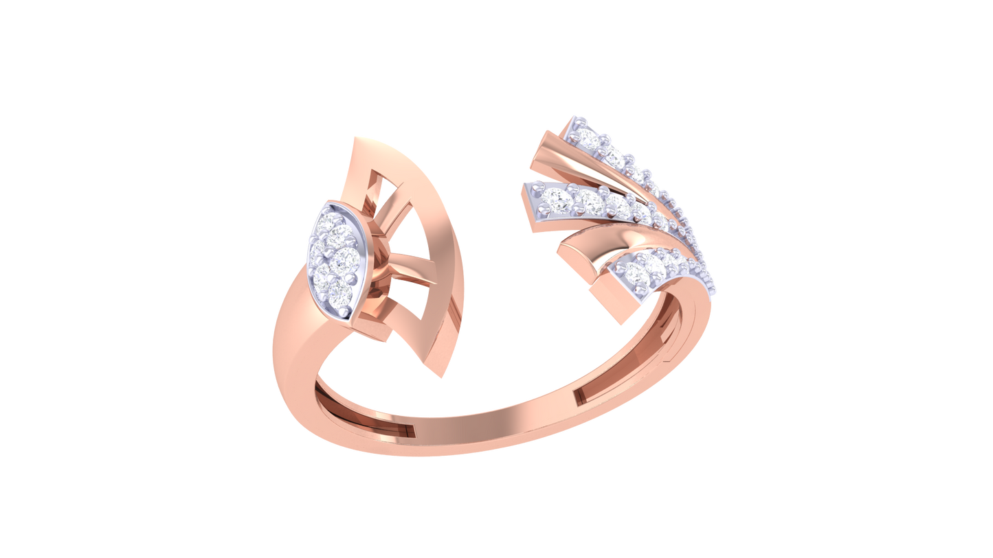 Eclat Asymmetric Radiance Open Ring In Gold - 0.13 Ct Brilliant Cut Diamond Accents