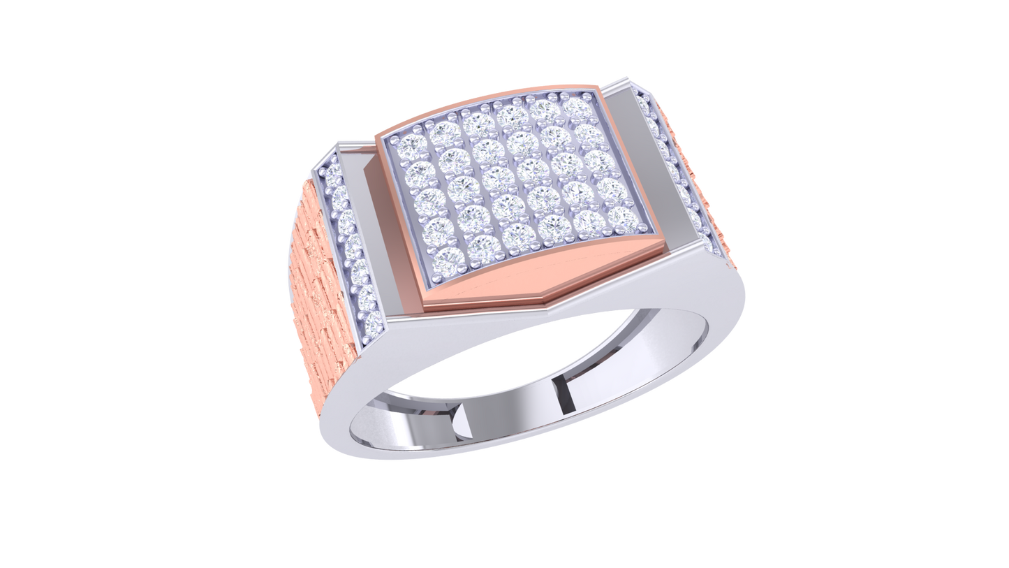 Éclat Parallèle Moderne Gold Ring – 0.49 Ct Round Pave Diamonds