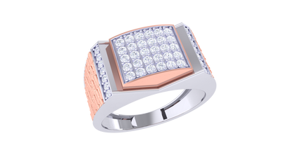 Éclat Parallèle Moderne Gold Ring – 0.49 Ct Round Pave Diamonds