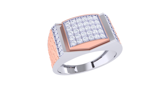 Éclat Parallèle Moderne Gold Ring – 0.49 Ct Round Pave Diamonds