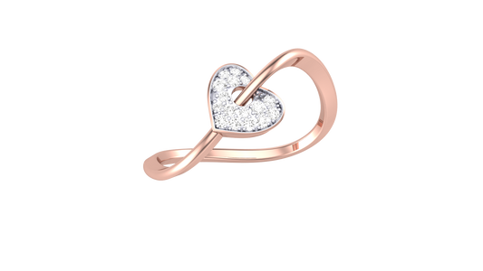 Lumiere Heartloop Rose Gold Ring - 0.09 Ct Round Diamond Pavé