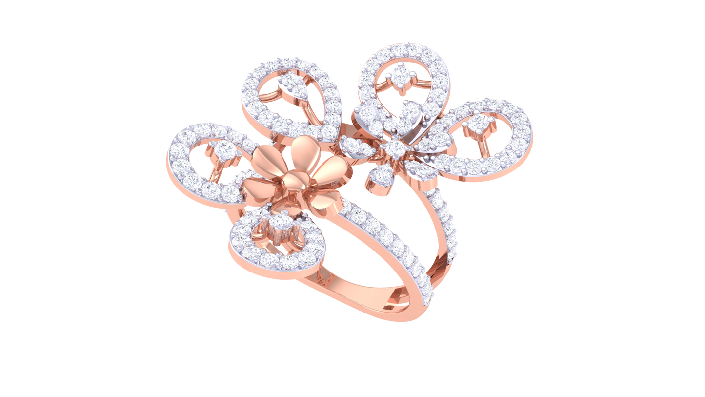 Iconique Golden Garden Statement Ring – 0.99 Ct Diamond Accents