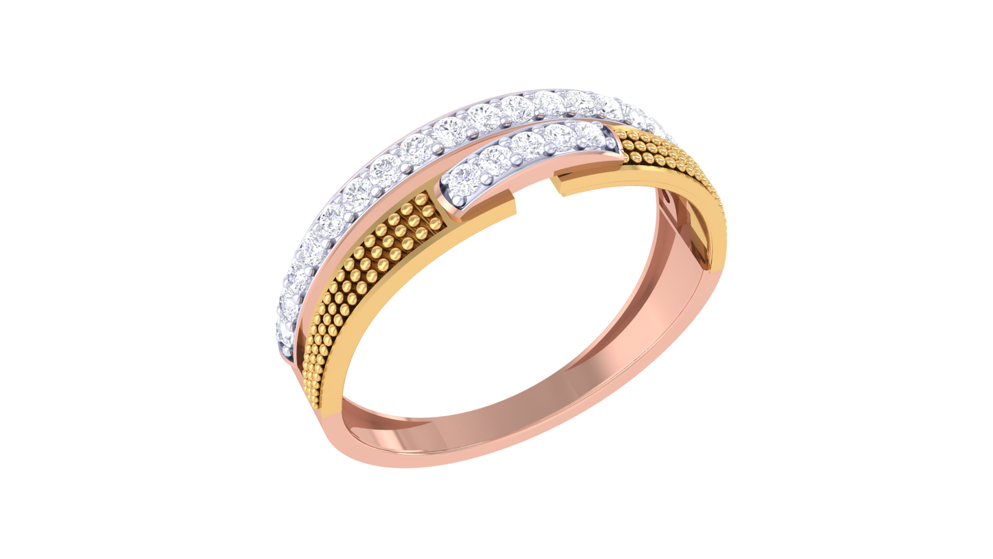 Lumiere Beaded Channel Rose Gold Ring – 0.24 Ct Dazzling Round Diamonds