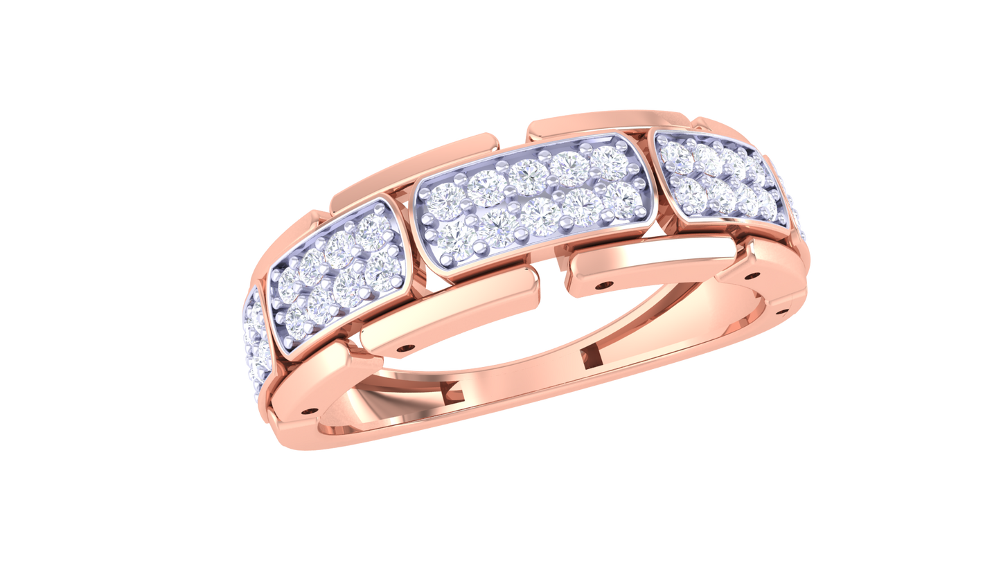 Iconique Bloc Séquence – 0.35 Ct Round Diamond Gold Ring